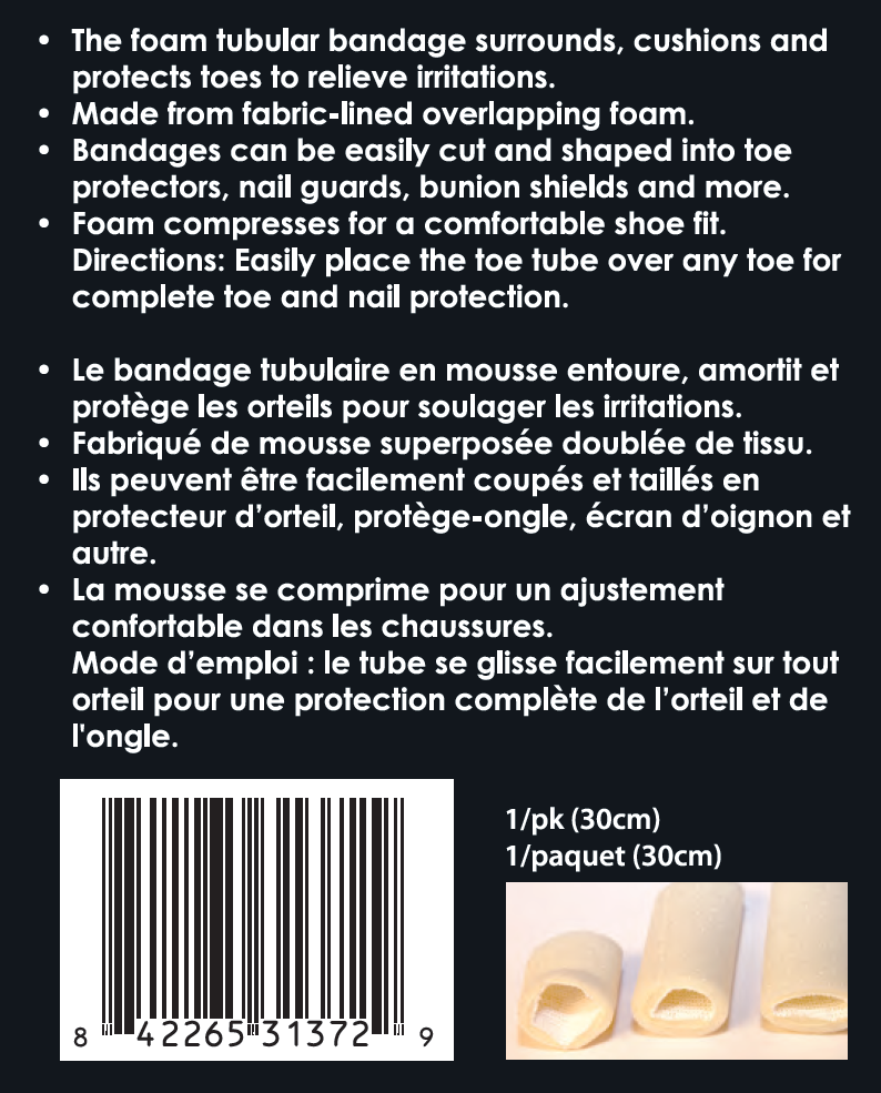 Tubular-Foam Toe Bandages